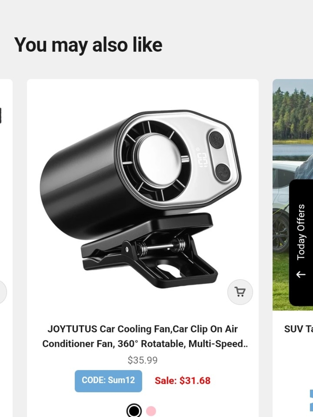 2- Car Clip-On Cooling Fan in Black